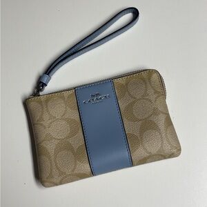 Coach Beige and Light Blue Wristlet